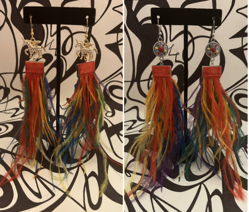 Rainbow Feather Earrings