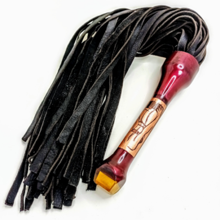 Medium Leather Flogger - Copper Etched Handle