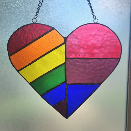 Stained Glass Bi Pride Heart